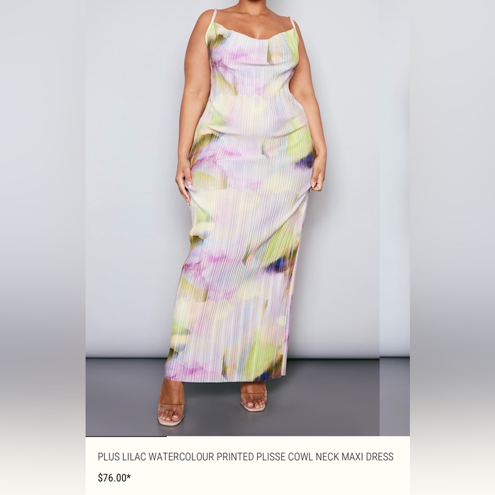 PrettyLittleThing Dress in Purple, Green, and Yellow